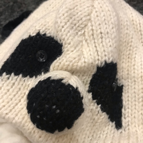 Kids winter panda Delux knit & wool lined handmade winter hat - Picture 5 of 6